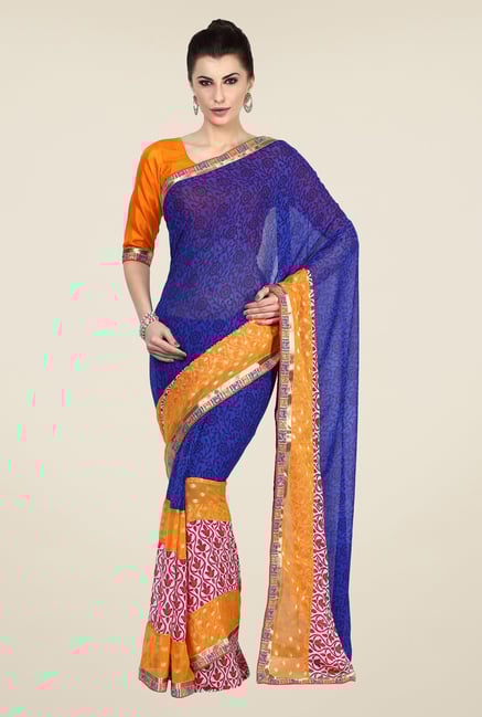 Triveni Blue Printed Faux Georgette Saree Triveni Blue Printed Faux Georgette Saree