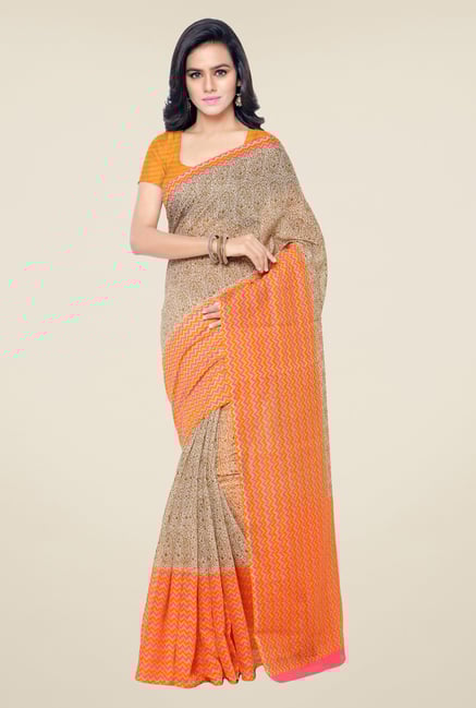 Triveni Beige Paisley Art Silk Saree Triveni Beige Paisley Art Silk Saree