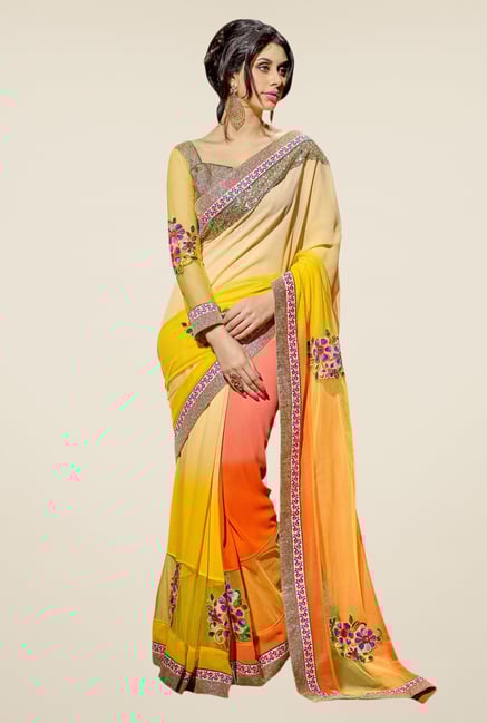 Triveni Multicolor Embroidered Net Georgette Saree Triveni Multicolor Embroidered Net Georgette Saree