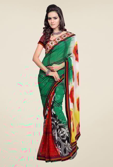 Triveni Multicolor Floral Faux Georgette Saree Triveni Multicolor Floral Faux Georgette Saree
