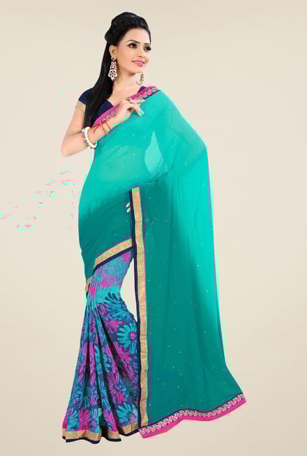Triveni Multicolor Floral Faux Georgette Saree Triveni Multicolor Floral Faux Georgette Saree