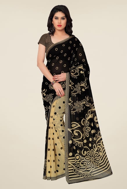 Triveni Black Printed Faux Georgette Saree Triveni Black Printed Faux Georgette Saree