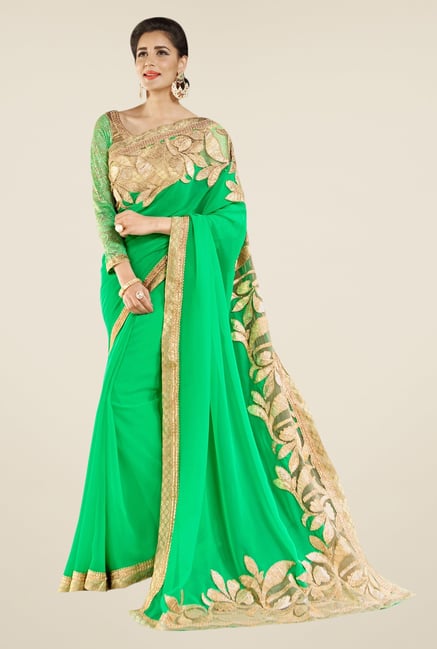 Triveni Green Faux Georgette Saree Triveni Green Faux Georgette Saree
