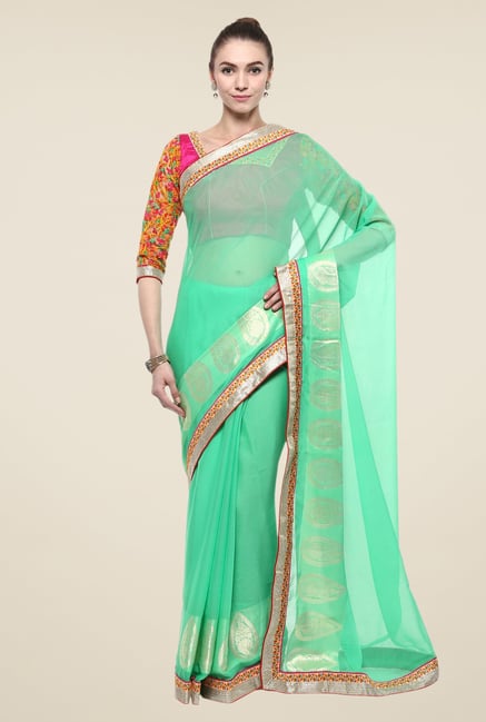 Triveni Green Printed Free Size Saree Triveni Green Printed Free Size Saree