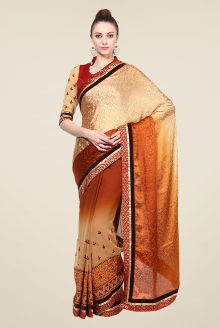 Triveni Multicolor Georgette Jacquard Free Size Saree Triveni Multicolor Georgette Jacquard Free Size Saree