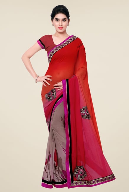 Triveni Multicolor Printed Faux Georgette Free Size Saree Triveni Multicolor Printed Faux Georgette Free Size Saree