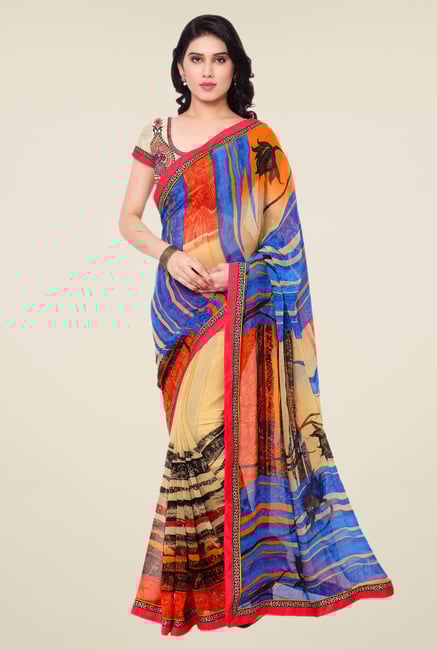 Triveni Multicolor Faux Georgette Dry Clean Saree Triveni Multicolor Faux Georgette Dry Clean Saree