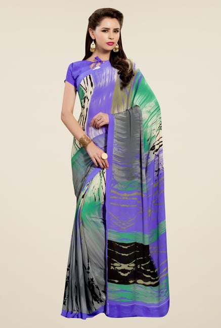 Triveni Multicolor Printed Silk Crepe Saree Triveni Multicolor Printed Silk Crepe Saree
