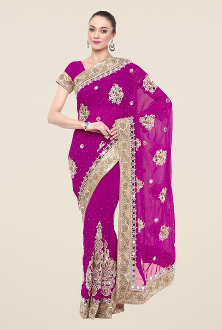 Triveni Magenta Printed Dry Clean Saree Triveni Magenta Printed Dry Clean Saree