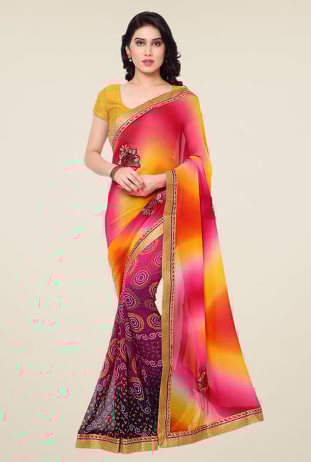 Triveni Multicolor Printed Faux Georgette Saree Triveni Multicolor Printed Faux Georgette Saree
