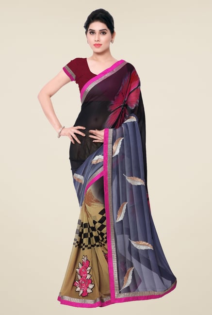 Triveni Multicolor Printed Faux Georgette Saree Triveni Multicolor Printed Faux Georgette Saree