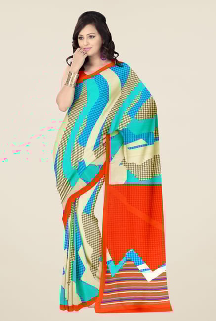 Triveni Multicolor Printed Faux Georgette Saree Triveni Multicolor Printed Faux Georgette Saree