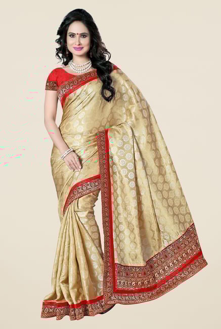 Triveni Beige Printed Art Silk Viscose Triveni Beige Printed Art Silk Viscose