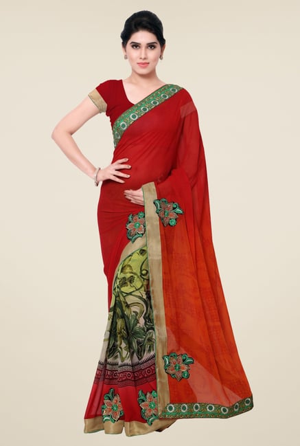Triveni Multicolor Printed Faux Georgette Saree Triveni Multicolor Printed Faux Georgette Saree