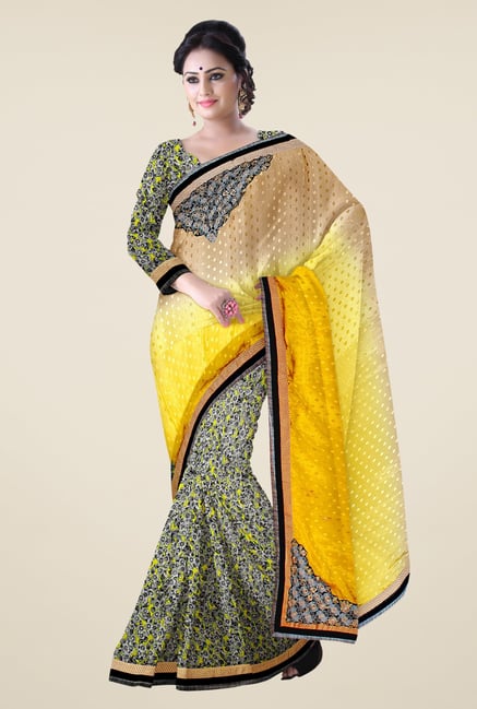 Triveni Multicolor Printed Chiffon Georgette Satin Saree Triveni Multicolor Printed Chiffon Georgette Satin Saree