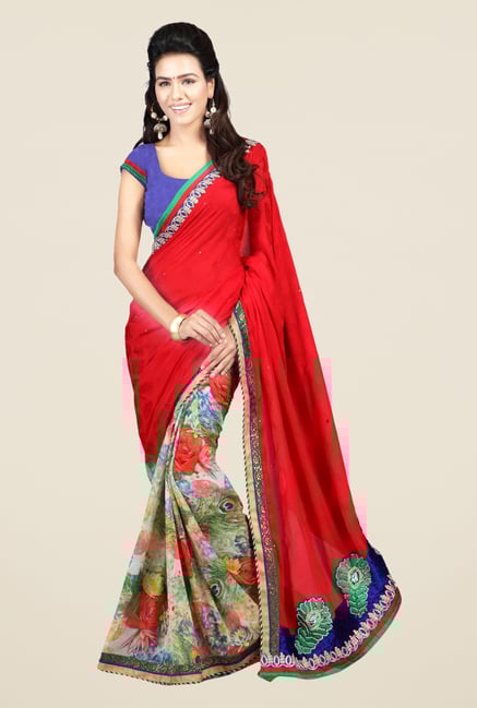 Triveni Multicolor Printed Jacquard Saree Triveni Multicolor Printed Jacquard Saree