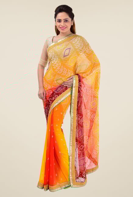 Triveni Yellow Printed Faux Georgette Saree Triveni Yellow Printed Faux Georgette Saree