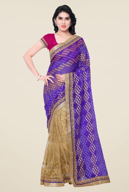 Triveni Multicolor Embroidered Net Brasso Saree Triveni Multicolor Embroidered Net Brasso Saree