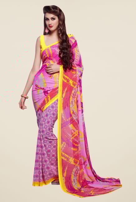 Triveni Pink Printed Dry Clean Saree Triveni Pink Printed Dry Clean Saree