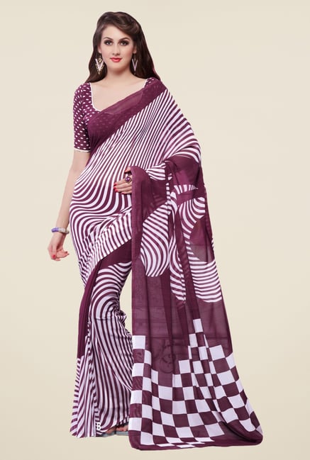 Triveni Purple Printed Faux Georgette Saree Triveni Purple Printed Faux Georgette Saree