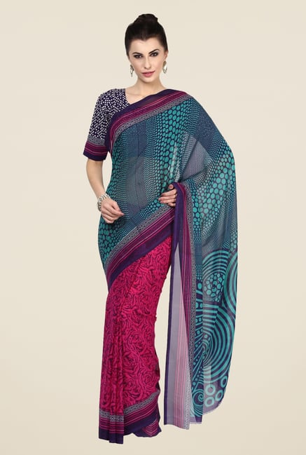 Triveni Pink Faux Georgette Dry Clean Saree Triveni Pink Faux Georgette Dry Clean Saree