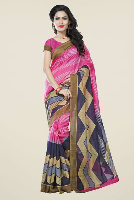 Triveni Pink Printed Art Silk Saree Triveni Pink Printed Art Silk Saree