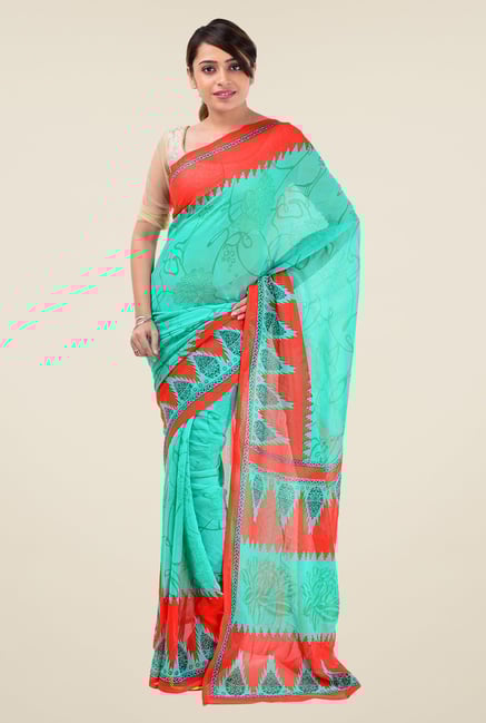 Triveni Green Printed Saree Triveni Green Printed Saree