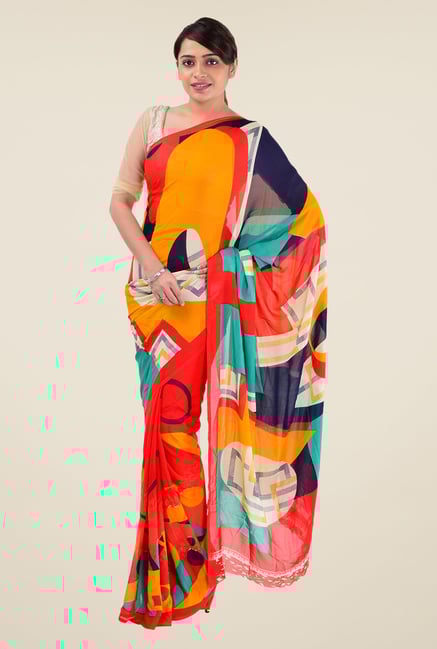 Triveni Multicolor Printed Faux Georgette Saree Triveni Multicolor Printed Faux Georgette Saree