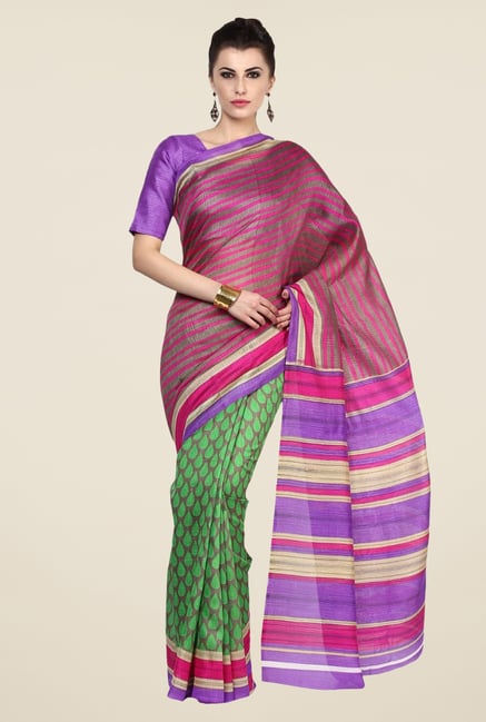 Triveni Green Printed Art Silk Saree Triveni Green Printed Art Silk Saree