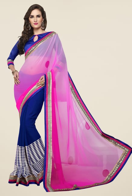 Triveni Blue Printed Dry Clean Saree Triveni Blue Printed Dry Clean Saree