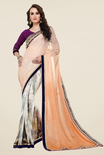 Triveni Multicolor Georgette Jacquard Free Size Saree Triveni Multicolor Georgette Jacquard Free Size Saree