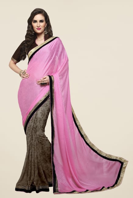 Triveni Grey Printed Jacquard Georgette Saree Triveni Grey Printed Jacquard Georgette Saree