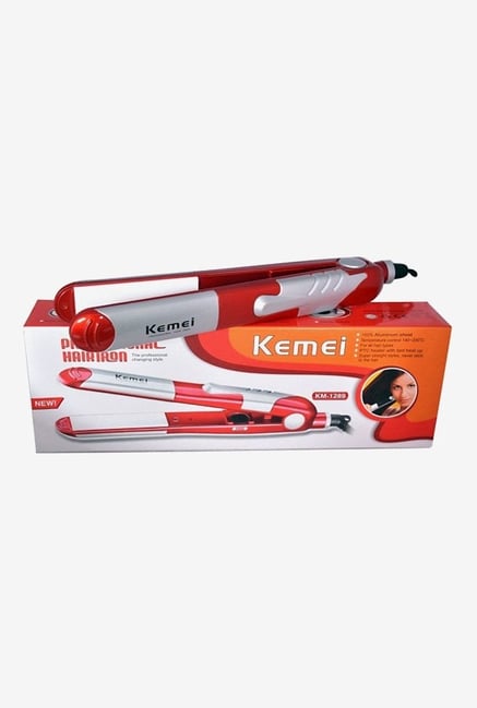 Kemei Hair Iron Hair Straightener (Red & Silver) Kemei Hair Iron Hair Straightener (Red & Silver)