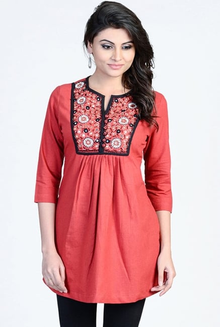 Fabindia Rust Embroidered Tunic Fabindia Rust Embroidered Tunic