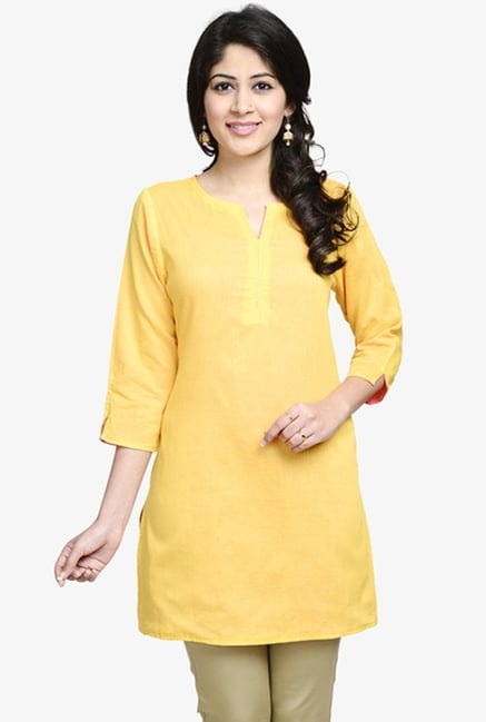 Fabindia Coral & Yellow Reversible Kurti Fabindia Coral & Yellow Reversible Kurti