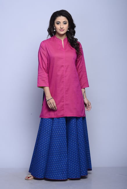 Fabindia Fuschia & Green Reversible Kurti Fabindia Fuschia & Green Reversible Kurti