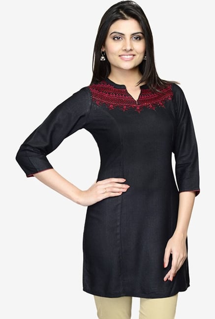 Fabindia Black Embroidered Kurti Fabindia Black Embroidered Kurti