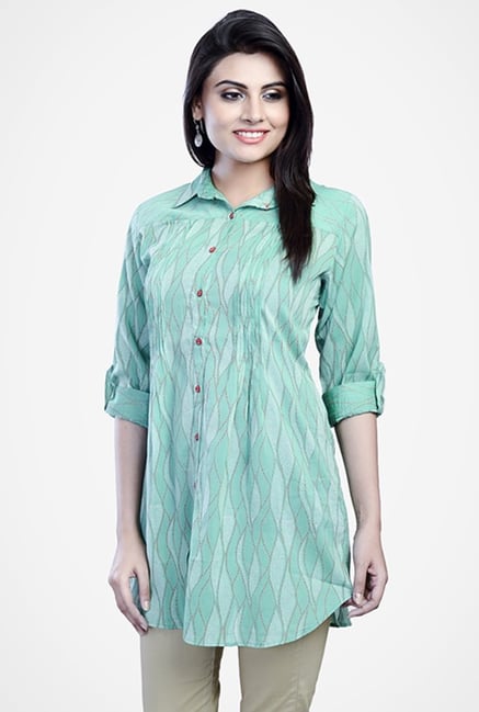 Fabindia Turquoise Printed Tunic Fabindia Turquoise Printed Tunic