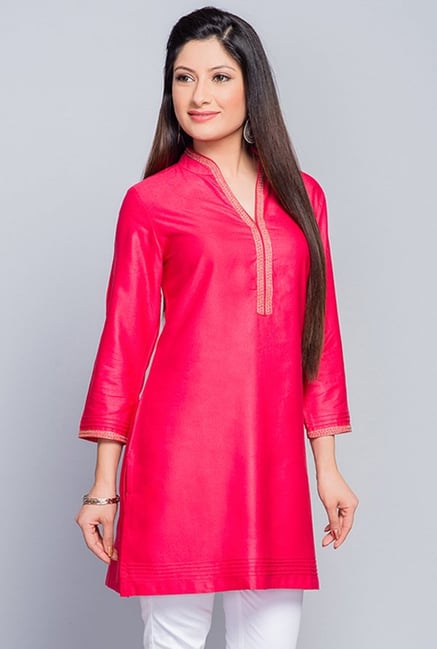Fabindia Pink Solid Kurti Fabindia Pink Solid Kurti