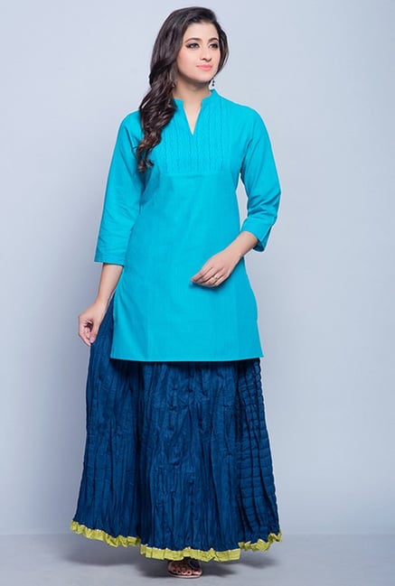 Fabindia Turquoise Embroidered Kurti Fabindia Turquoise Embroidered Kurti