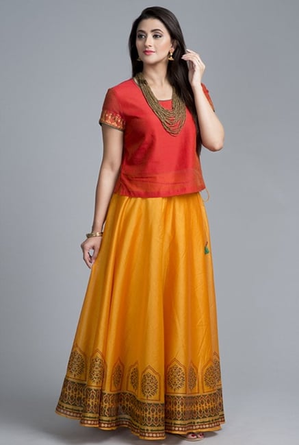 Fabindia Gold Printed Skirt Fabindia Gold Printed Skirt