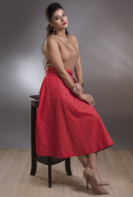 Fabindia Fuschia Printed Skirt Fabindia Fuschia Printed Skirt