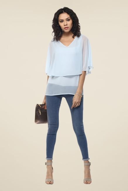 Femella Blue Solid Top Femella Blue Solid Top