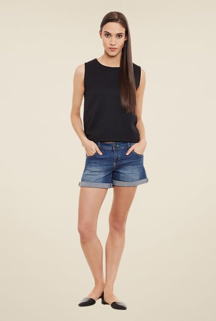 Femella Black Self Print Top Femella Black Self Print Top