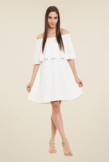 Femella White Solid Dress Femella White Solid Dress