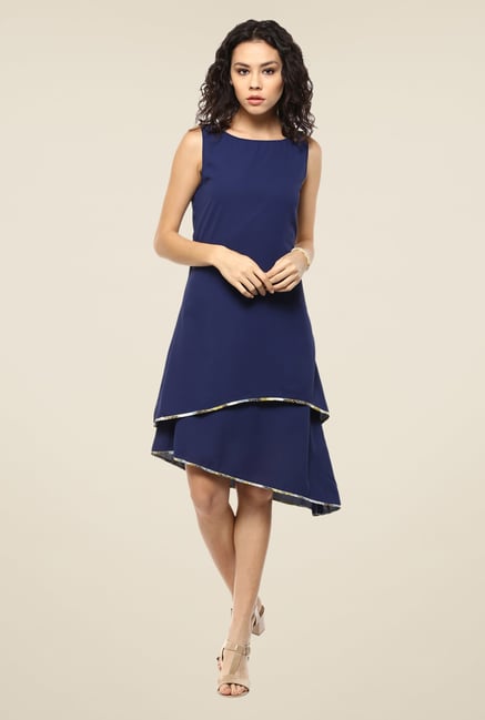 Femella Navy Solid Dress Femella Navy Solid Dress
