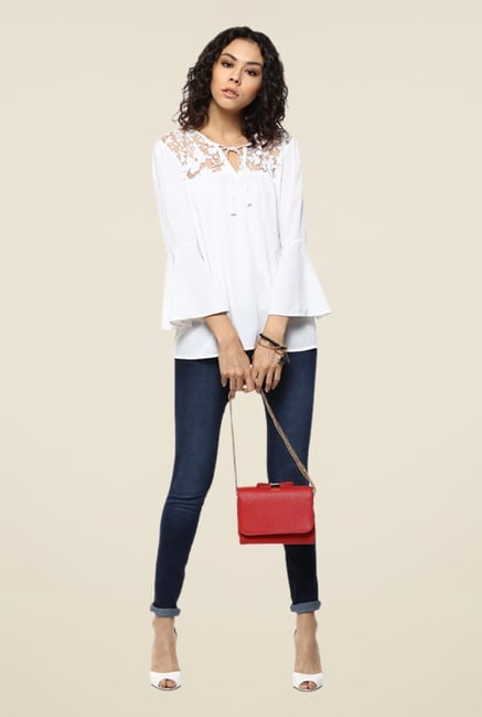 Femella White Floral Printed Top Femella White Floral Printed Top