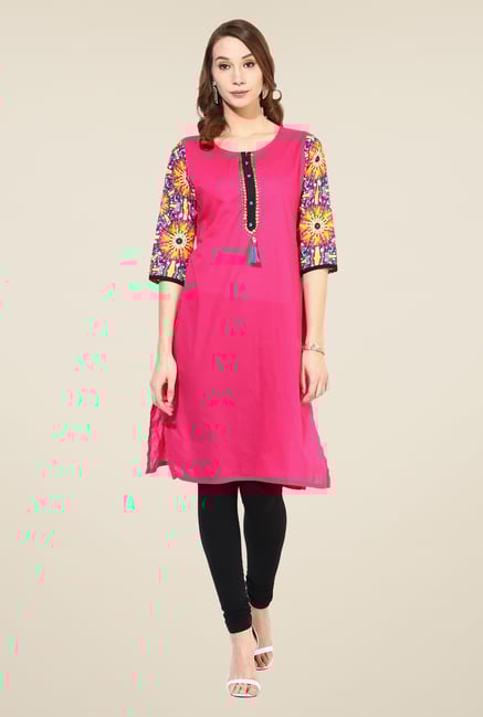 Shree Pink Cotton Printed Kurta Shree Pink Cotton Printed Kurta