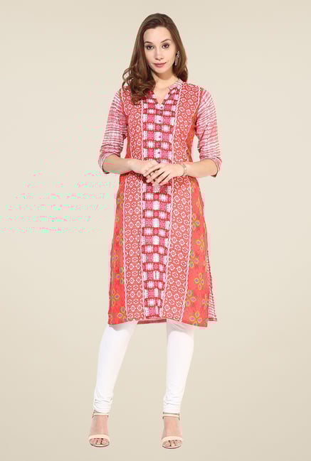 Shree Red Cotton Printed Kurta Shree Red Cotton Printed Kurta