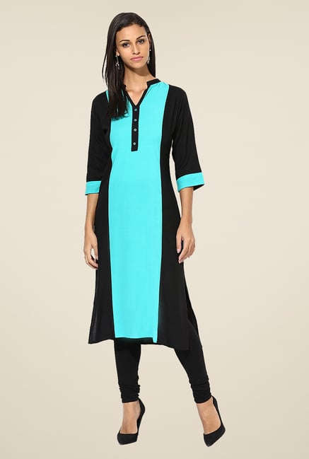 Shree Turquoise Rayon Solid Kurta Shree Turquoise Rayon Solid Kurta